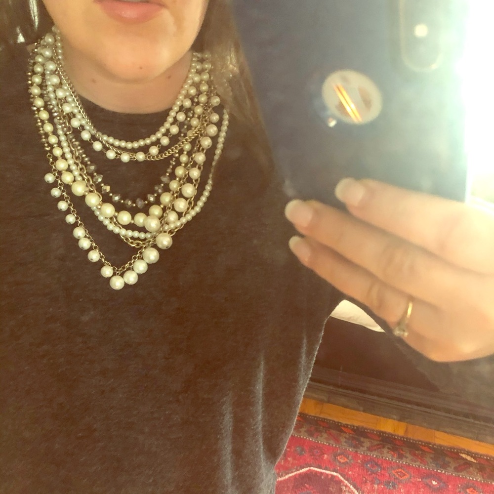 Ann Taylor Pearl and Silver Necklace